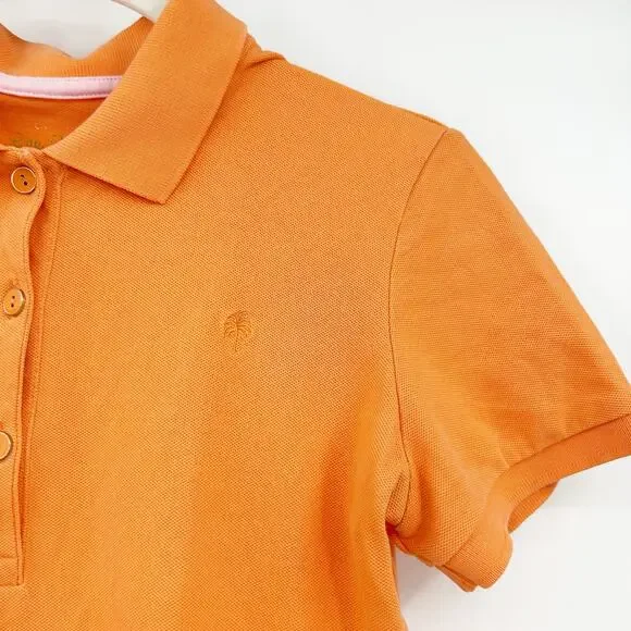 Lilly Pulitzer Womens Preppy Pima Cotton Short Sleeve Polo Shirt Size S Orange - Picture 2 of 6